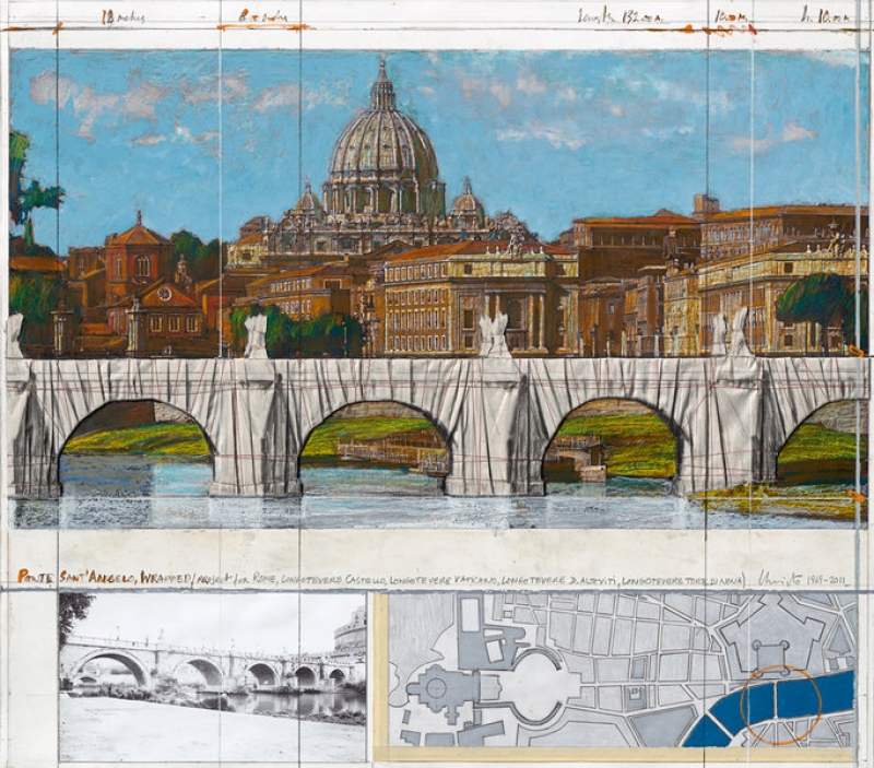 Christo - Ponte Sant Angelo, Wrapped, Project for Rome 1969 –; 2011