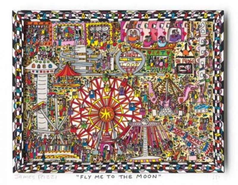 James Rizzi RIZZI10217 "FLY ME TO THE MOON" 19 x 25 cm